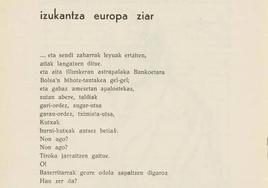 Primera página de la poesía traducida, publicada en 1934 en la revista '5' de Vitoria.