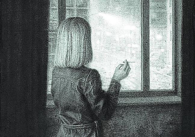 Bartolomé Rey delinea a lápiz la impaciencia de la mujer que mira por la ventana.