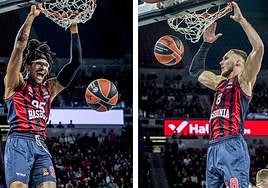 Moneke y Sedekerskis se cuelgan del aro en la victoria ante el Partizan.