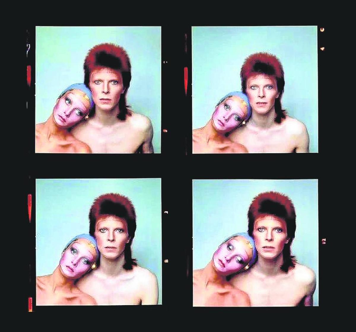 Bowie con la modelo Twiggy, en una sesión de fotos para 'Vogue' que no salió y que el músico utilizó para la portada del disco.