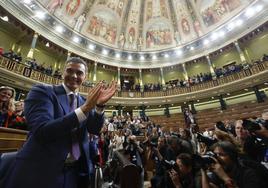 Pedro Sánchez, tras ser investido presidente del Gobierno.