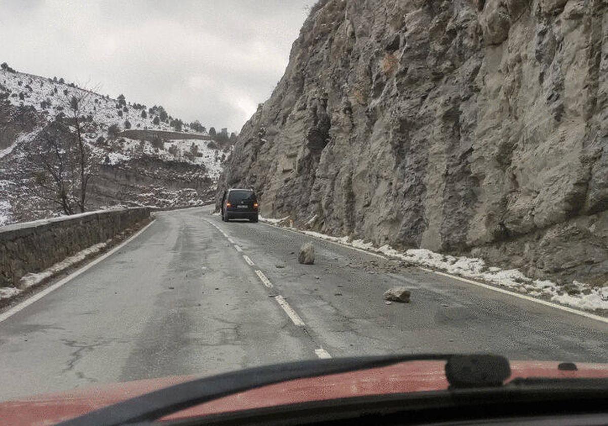 Desprendimiento de esta primavera en el puerto de Orduña.