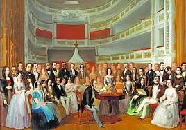 Cultura y sociedad. 'Lectura de Ventura de la Vega en el Teatro del Príncipe', de Antonio María Esquivel (hacia 1846).