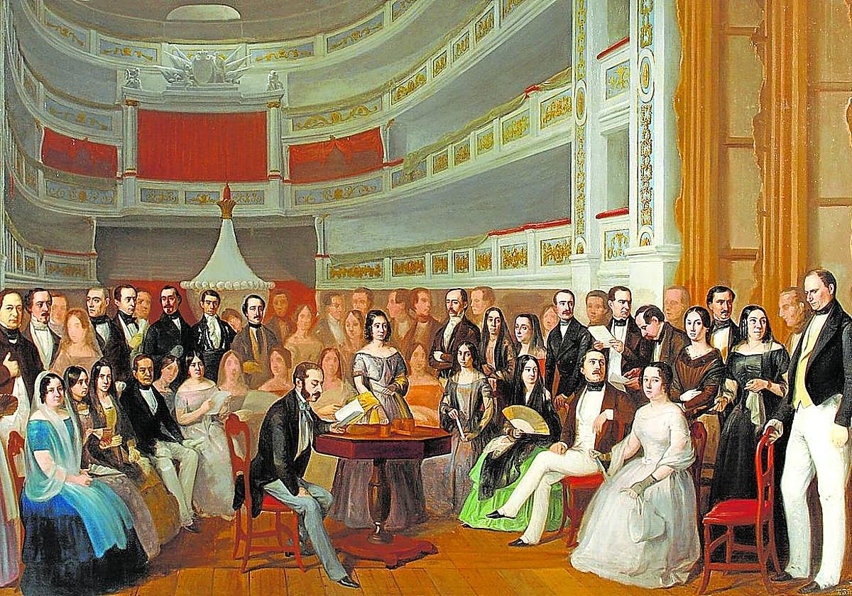 Cultura y sociedad. 'Lectura de Ventura de la Vega en el Teatro del Príncipe', de Antonio María Esquivel (hacia 1846).