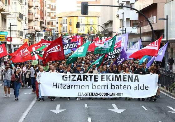 Manifestación de los sindicatos en Vitoria el pasado mes de octubre.