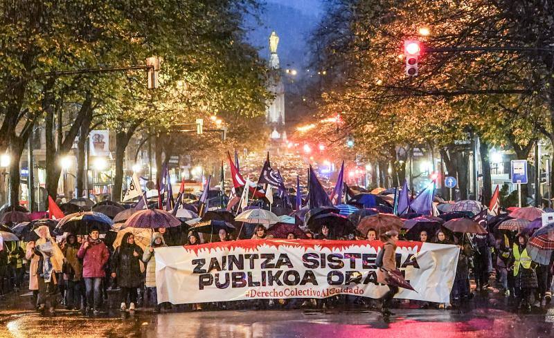 Manifestación por la huelga feminista en Bilbao