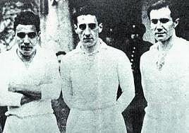 Los tres exalavesistas. De izquierda a derecha, Olivares, Ciriaco y Quincoces cuando dejaron Vitoria por Chamartín.