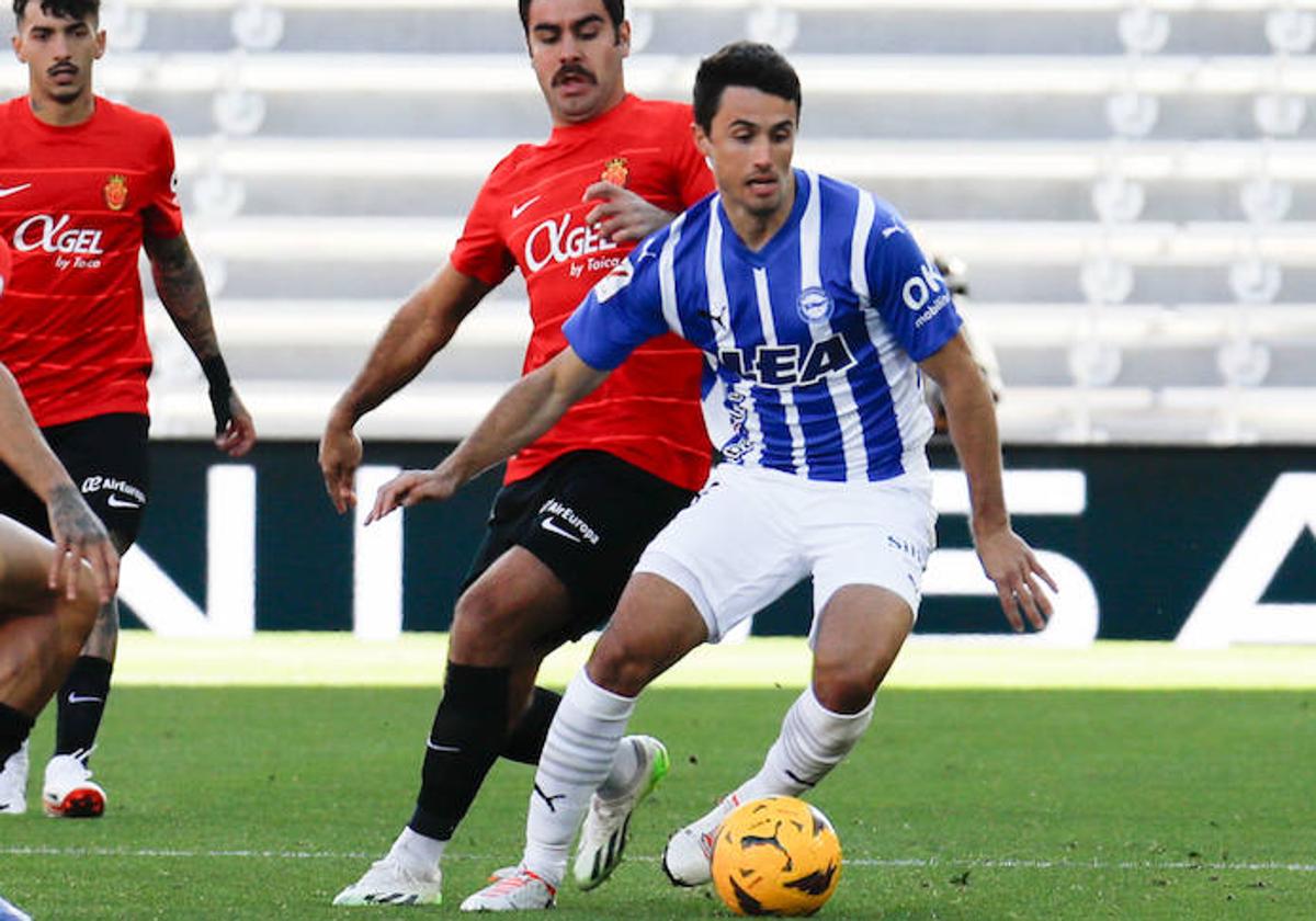 Guevara, durante el partido contra el Mallorca.