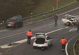 Estado en el que ha quedado el coche siniestrado en la GI-636.
