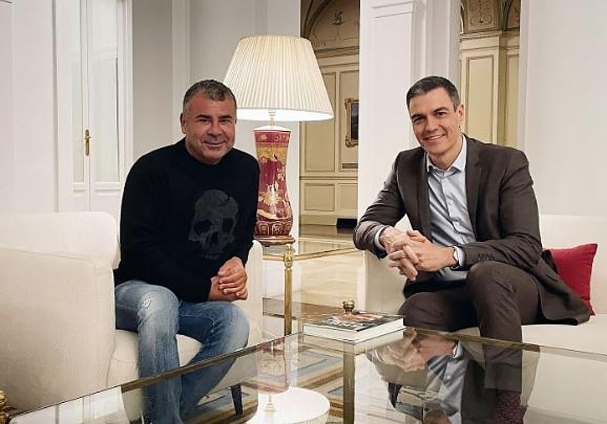 Jorge Javier, con Pedro Sánchez, en La Moncloa.