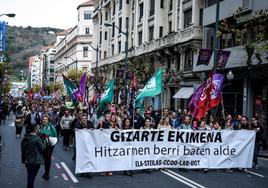 Manifestación este lunes en Bilbao de los trabajadores de la escuela concertada.
