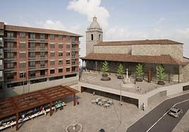 Aspecto de la plaza con la cubierta para los baserritarras.