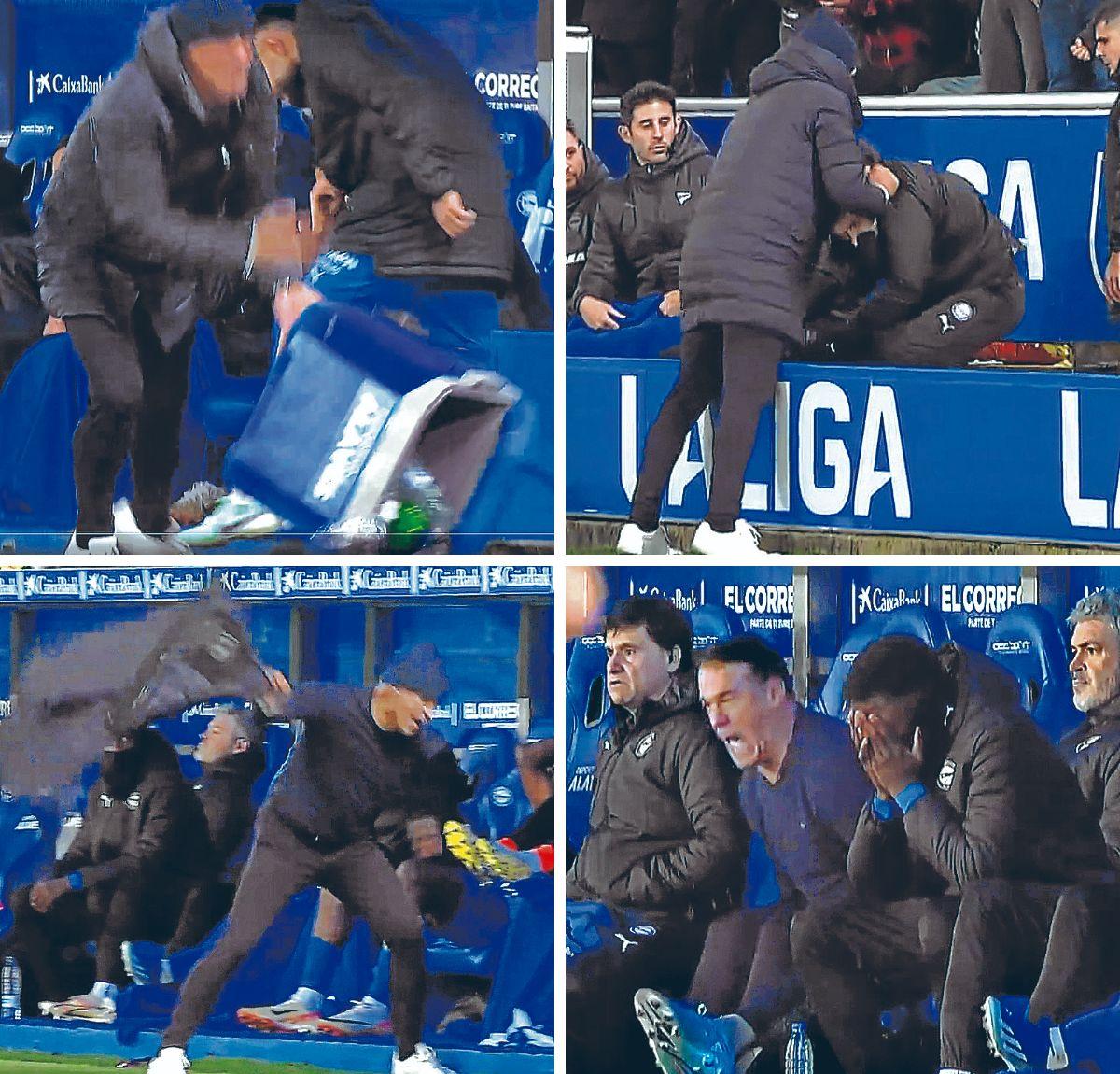 Secuencia del monumental cabreo de Luis García Plaza después de que su equipo encajara el gol de la derrota ante el Madrid en el minuto 92.