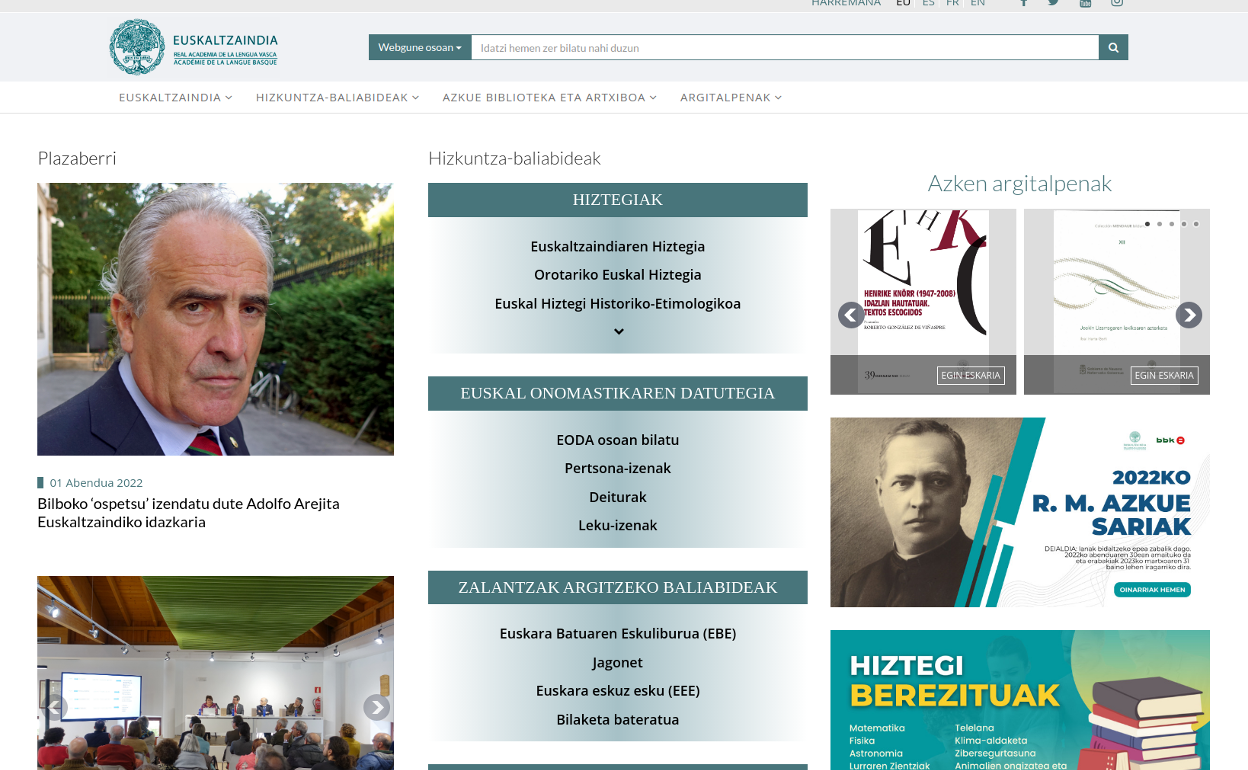 2022. urtean guztira 772.037 erabiltzaile izan ditu Euskararen Akademiaren webguneak. 