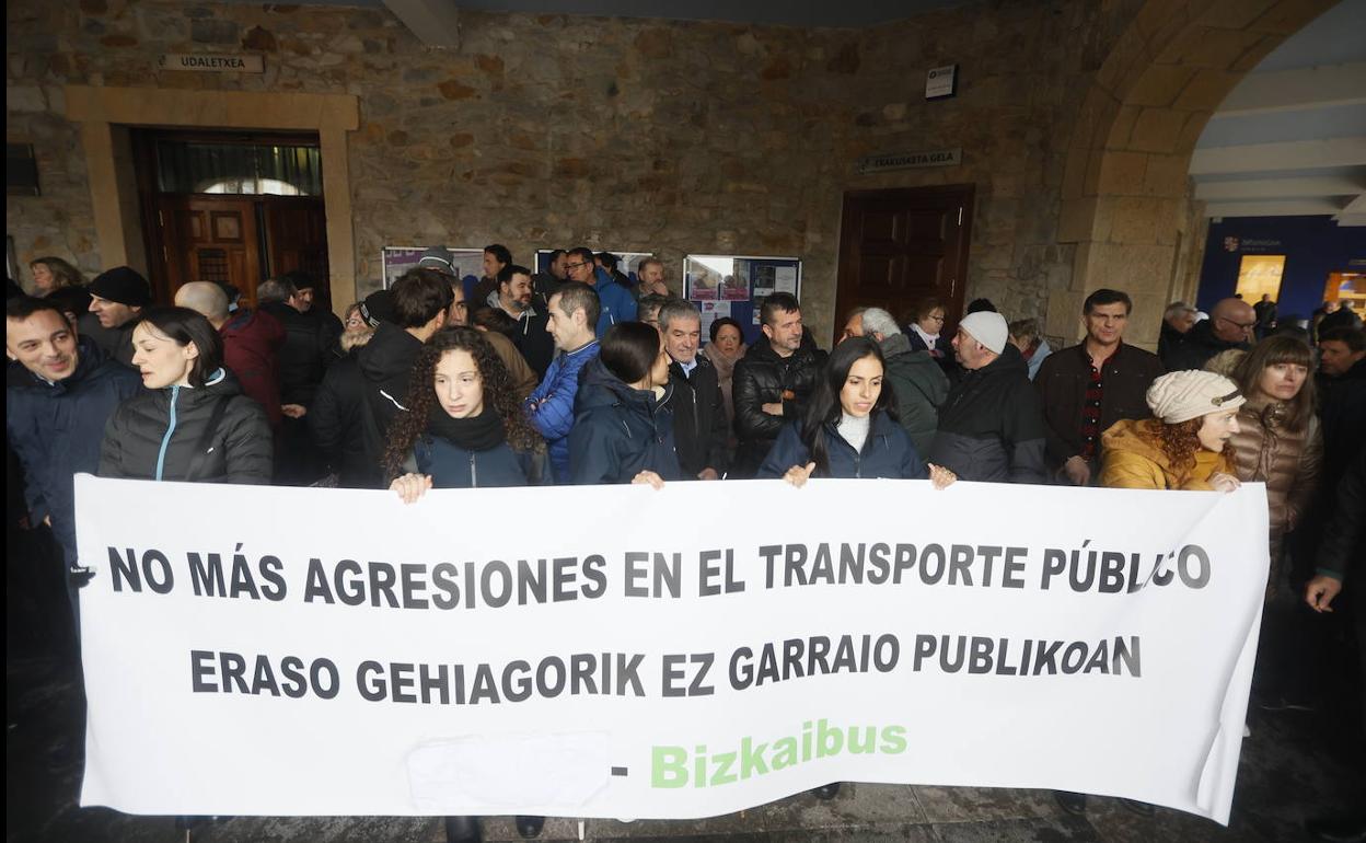 Concentración de esta mañana en Mungia. 