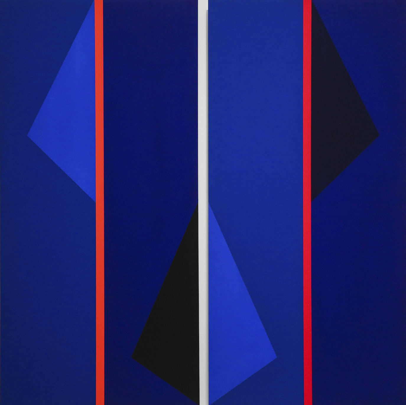 Acrílico sobre tablero, donde las vibraciones de color de los dos tonos rojizos marcan la diferencia (1990).