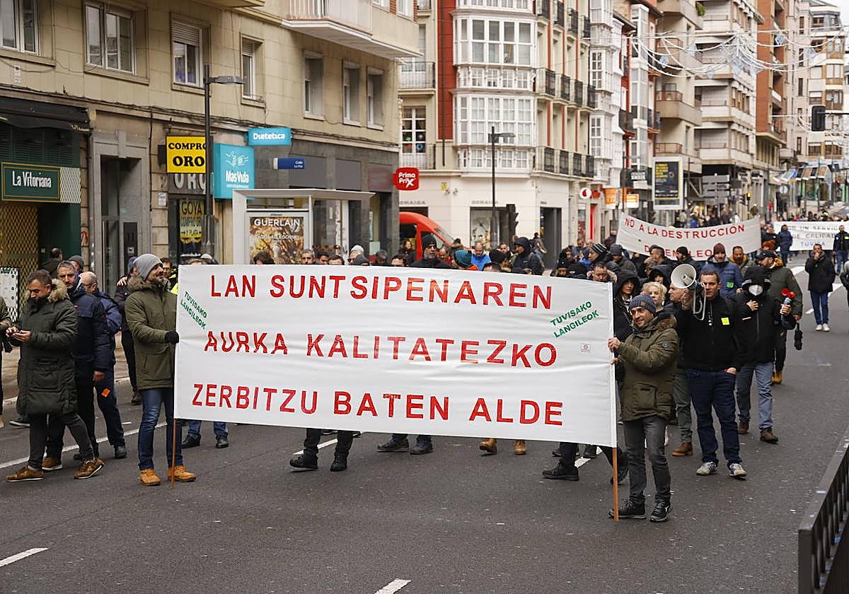 Manifestación de los trabajadores de Tuvisa.