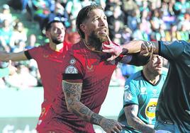 Sergio Ramos, en el pasado encuentro de Copa del Sevilla en El Ferrol.