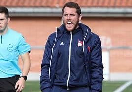 Ibai Gómez, el sábado en Mallona en el 3-2 del Santutxu juvenil al UD Logroñés.