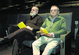 Fernando Pérez, director de Azkuna Zentroa, y José Julián Bakedano en los Golem Alhóndiga.