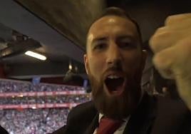 Sandor Martín celebra uno de los goles del Athletic contra la Real