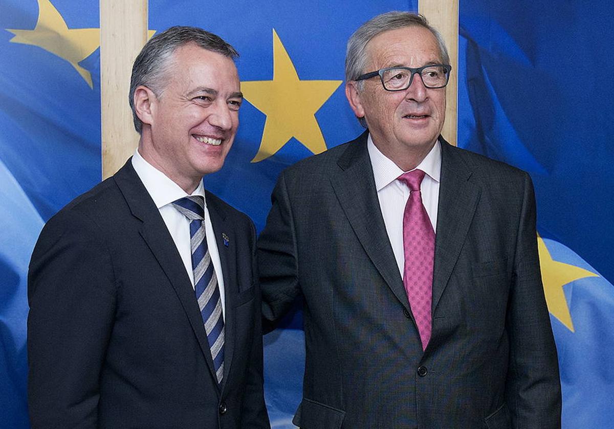 Iñigo Urkullu y Jean Claude Juncker en Bruselas el 10 de mayo de 2017