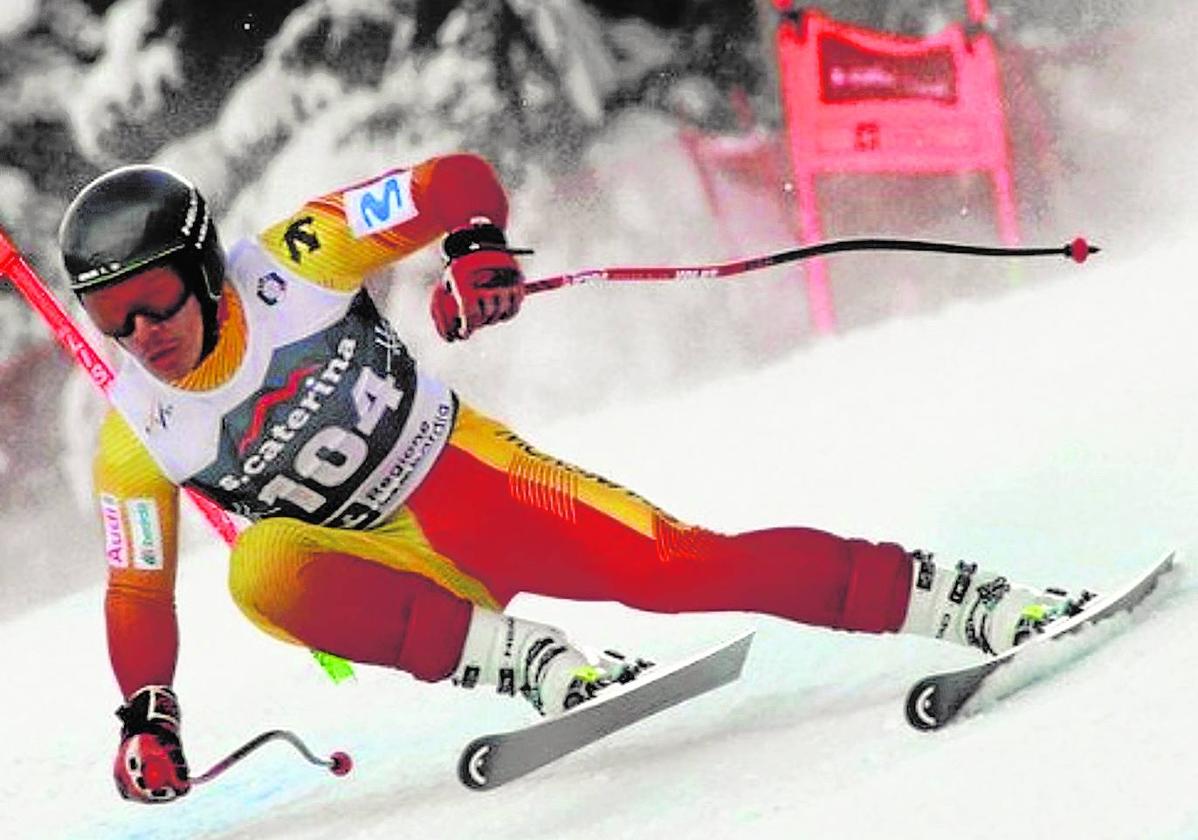 Ander Mintegui, durante un descenso en el Campeonato de Europa celebrado en Santa Caterina di Valfurva.