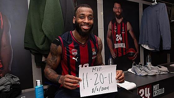 El vestuario del Baskonia festeja la hazaña de Codi Miller-McIntyre