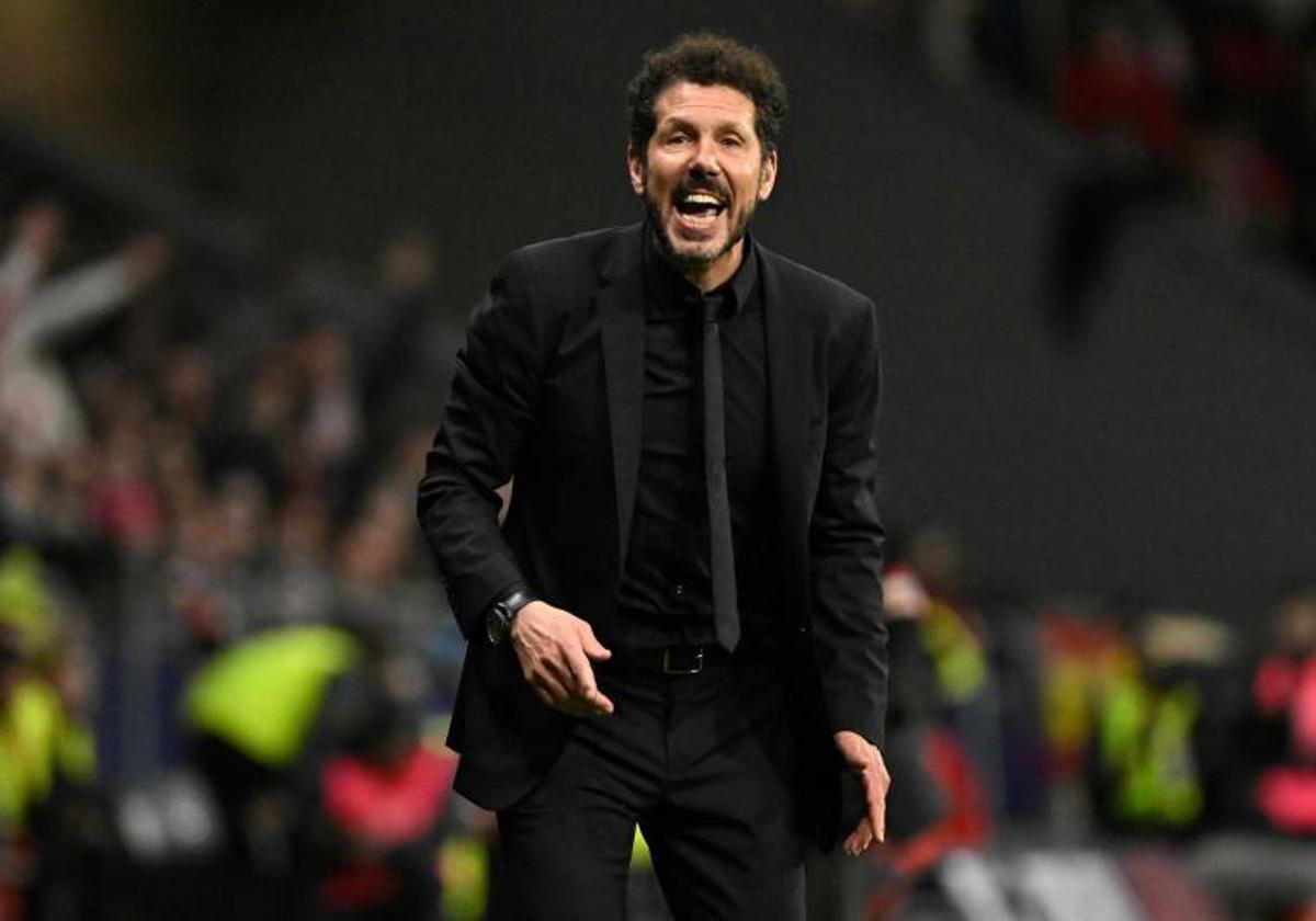 Simeone, durante el partido.