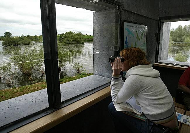 Una joven utiliza sus prismáticos en Mendixur.