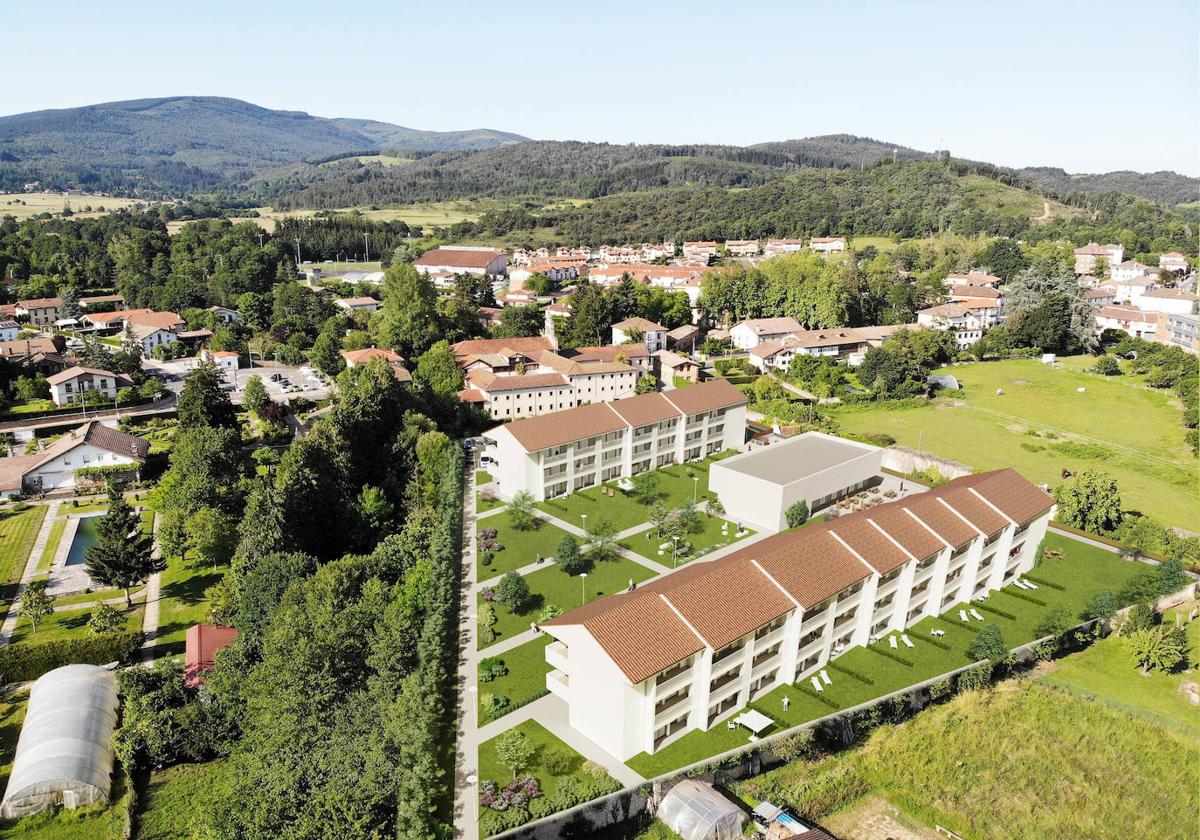 Así es cómo quedará el 'cohousing senior', con dos bloques de viviendas y otro para los servicios comunes.