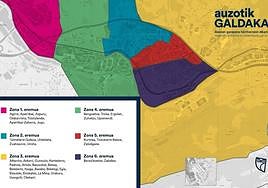 La división de las zonas de los barrios de Galdakao.