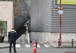 El viento arranca una fachada en el Leroy Merlin de Barakaldo y tira varios árboles en Bizkaia