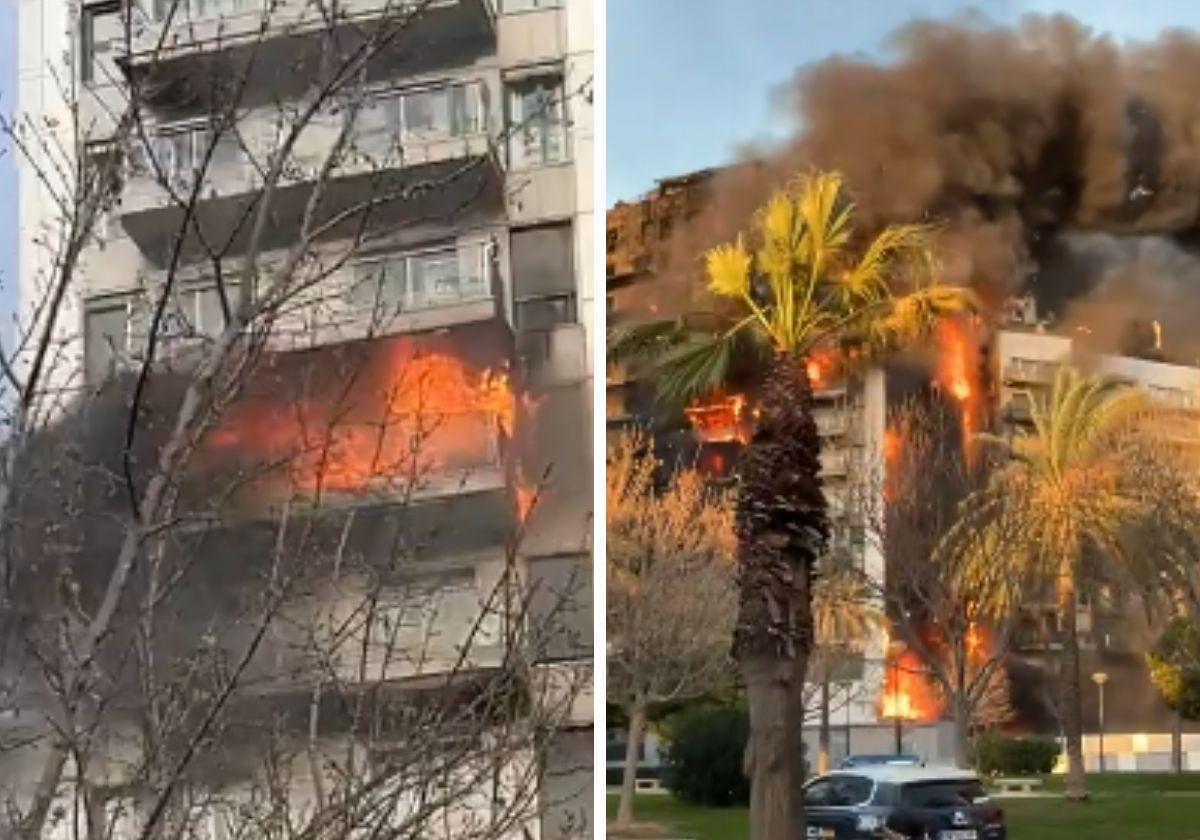 Cronología en vídeos del incendio del edificio de Valencia: a las 17.37  horas comenzó en un piso y a las 18.22, las dos torres ardían | El Correo