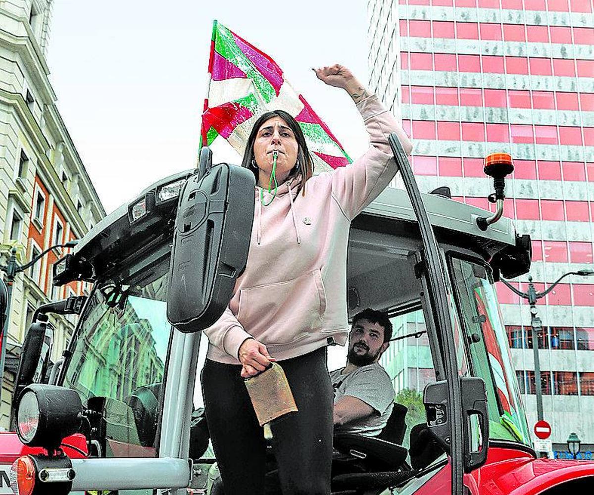 Protestas de baserritarras el pasado 9 de febrero en Bilbao.