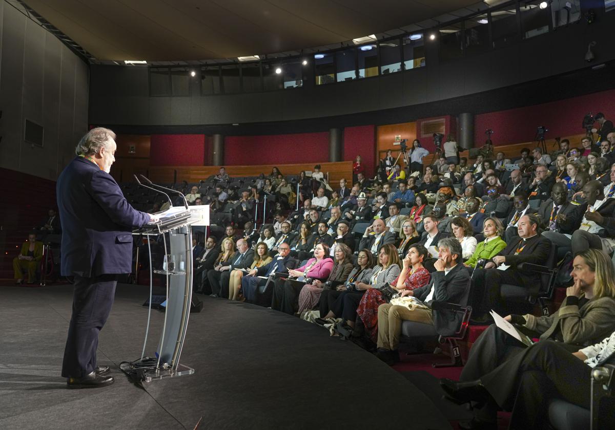 Martín Uriarte, presidente del Foro Rural Mundial, durante la inauguración de la conferencia