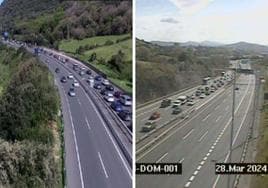 La operación salida complica el tráfico con cuatro kilómetros de retenciones en la A-8 a la altura de Muskiz sentido Cantabria