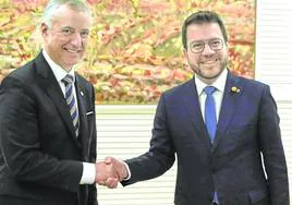Urkullu y Aragonès, en la reunión que mantuvieron en Bruselas en enero pasado.