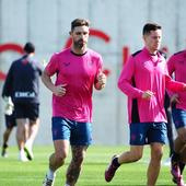 Yeray realiza parte del entrenamiento con el grupo a dos días de la final de Copa