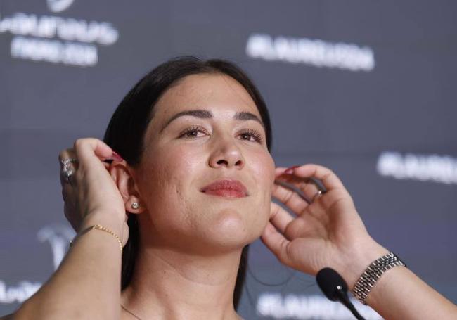 Muguruza, en la rueda de prensa en la que ha anunciado su retirada.