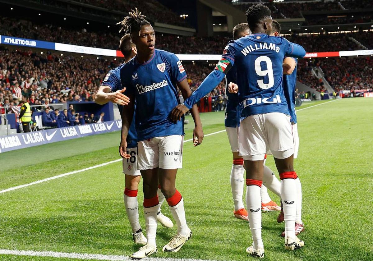 Nico Williams pocos instantes después de marcar su gol en el Metropolitano.