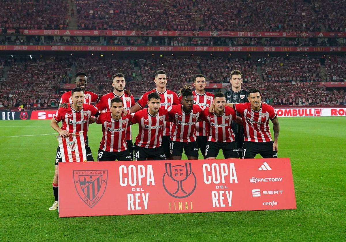 Alineación del Athletic en la final de Copa ante el Mallorca.