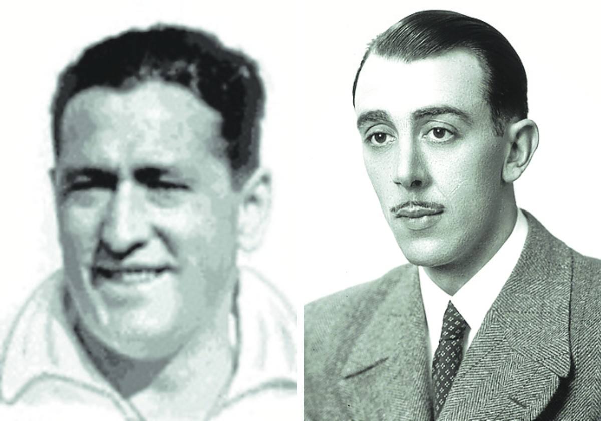 A la derecha, Desiderio Esparza, técnico que sustituyó a Tiburcio Beristain. A la izquierda, José María Aresti, presidente del Alavés en los años 40.