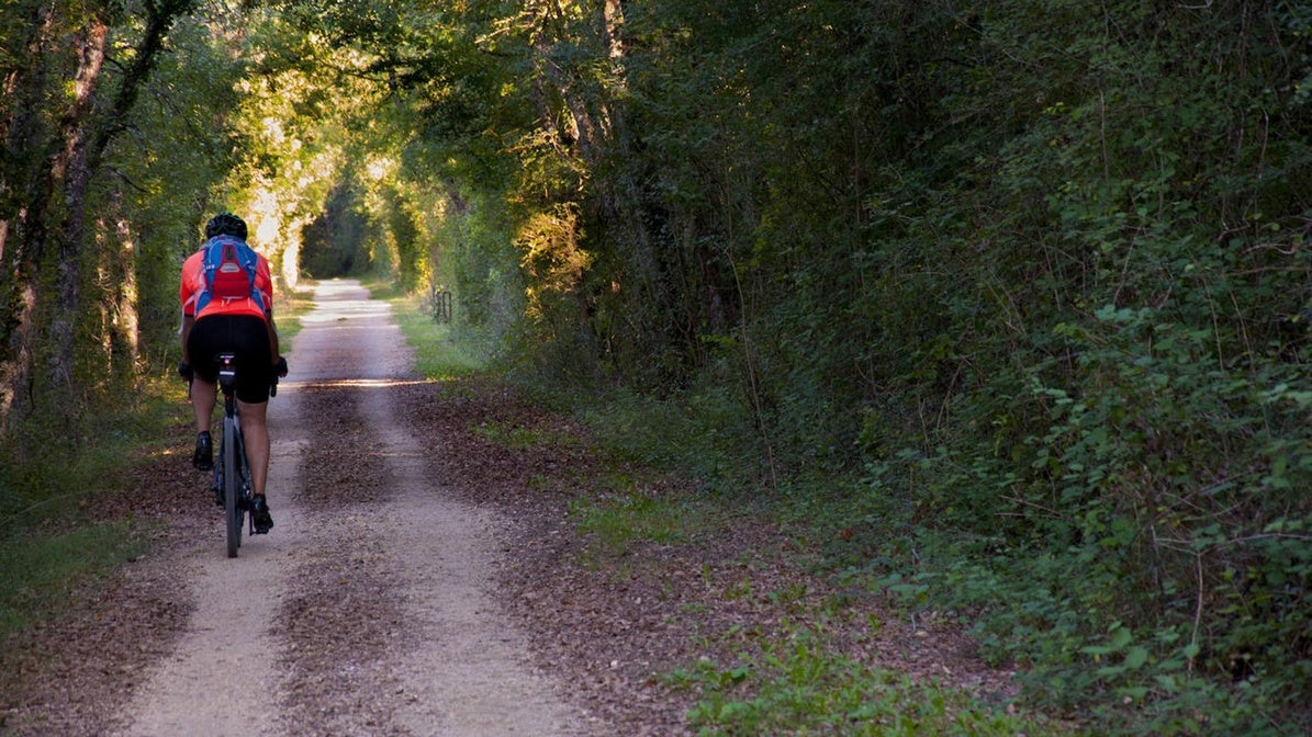 Ciclista por Vía verde del Vasco Navarro.