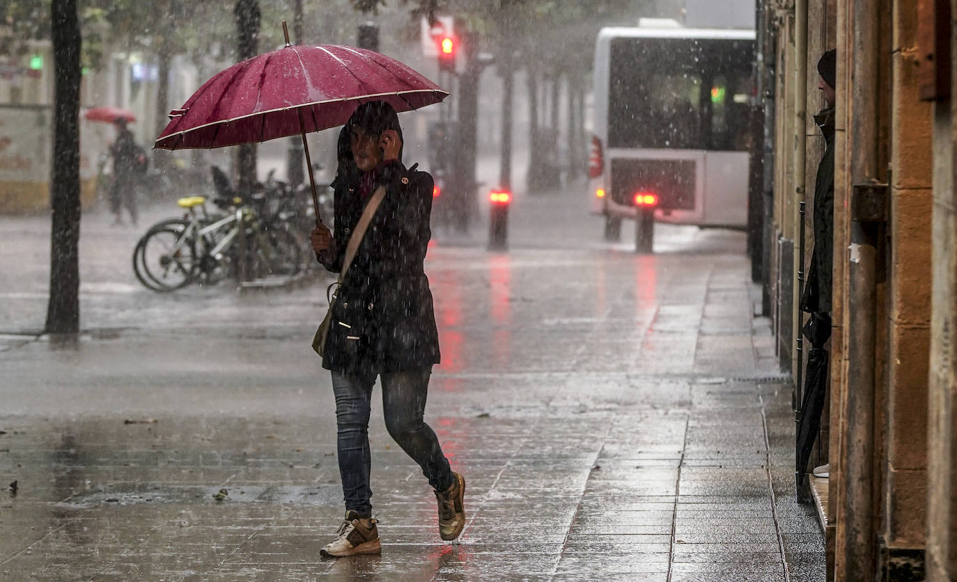 La tormenta de este lunes en Vitoria en imágenes