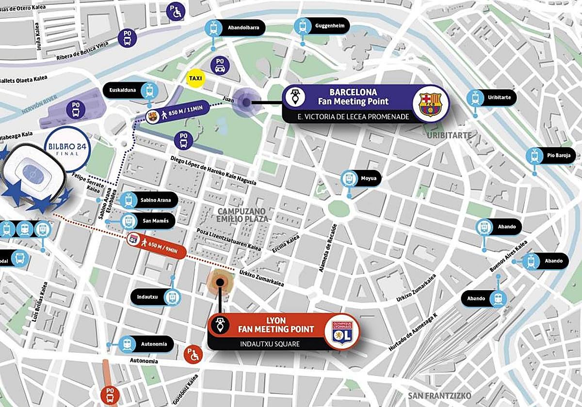 Final de Champions femenina: cómo ir desde la Fan Zone del Barça a San Mamés