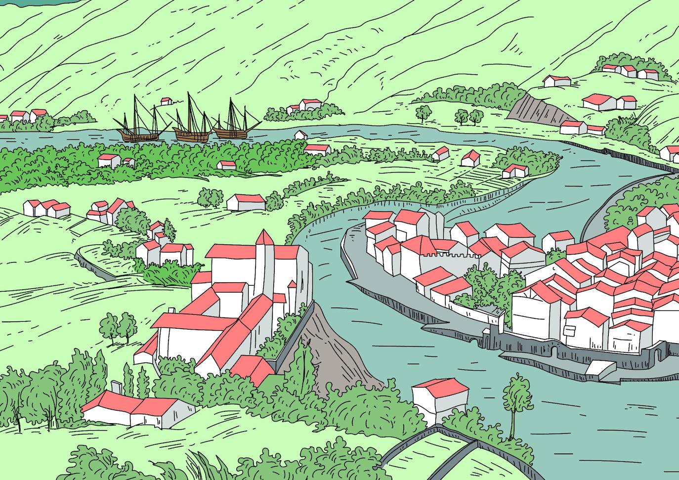 1590: La ría se encadena para proteger sus galeones