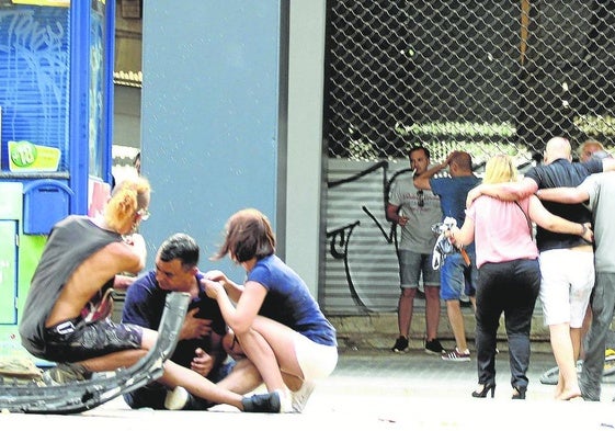 Instantes posteriores al atentado yihadista en Las Ramblas de Barcelona en 2017.