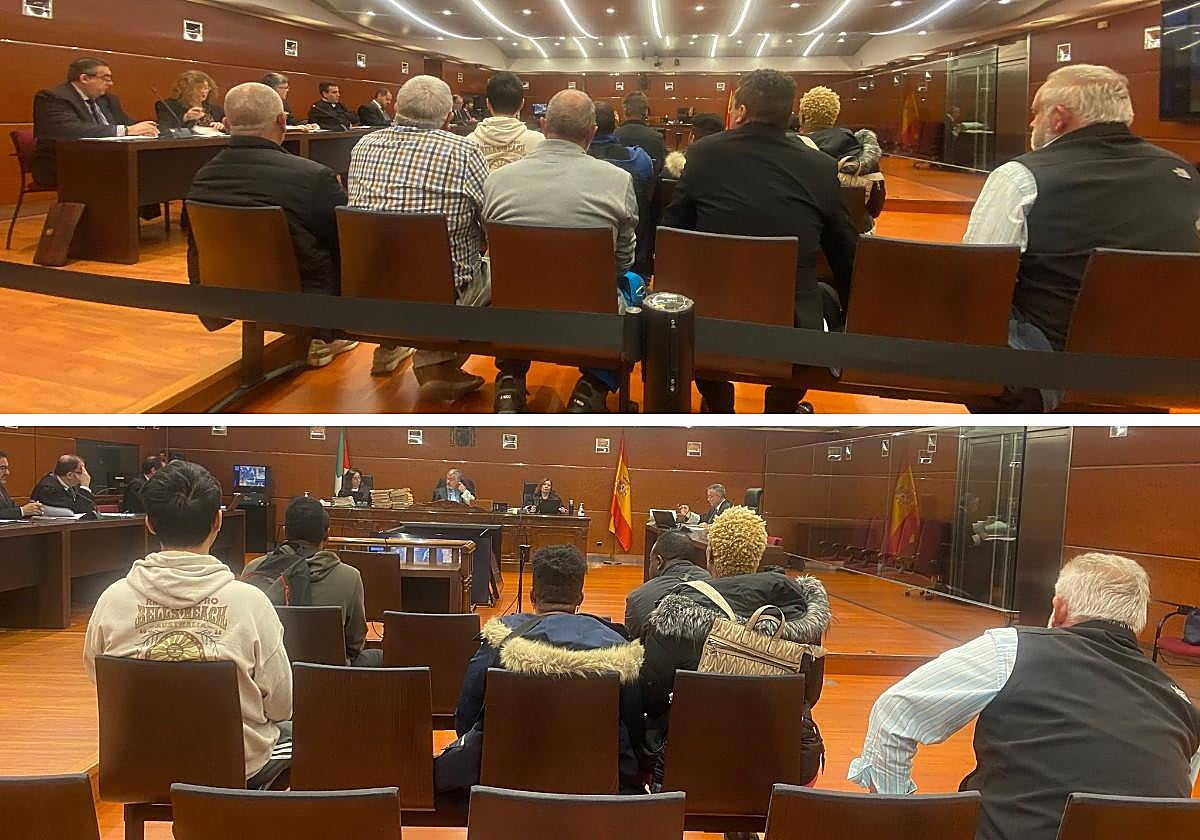 Antes y después de que parte de los imputados en el juicio pudieran abandonar la sala debido a un error judicial.