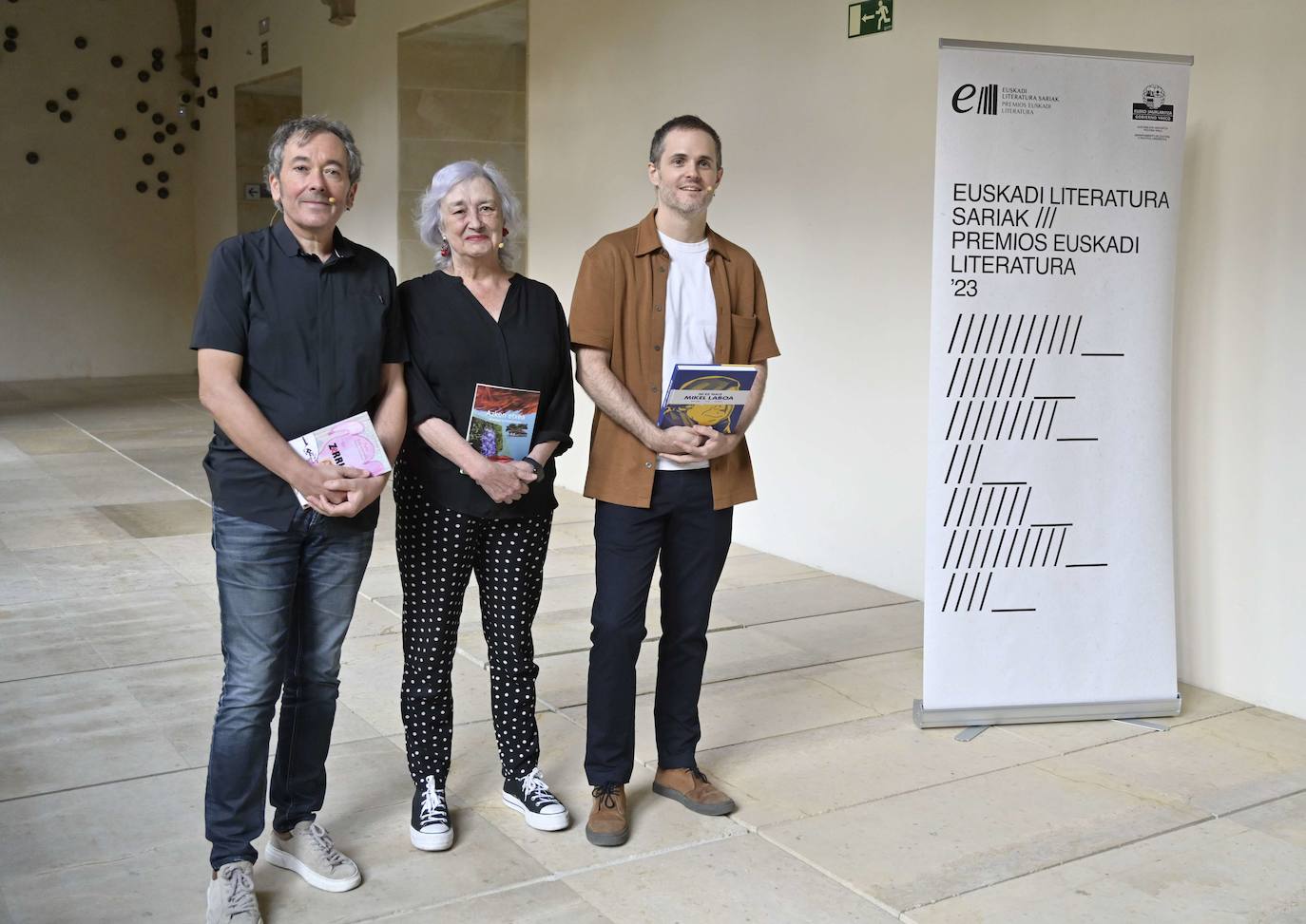 Patxi Zubizarreta, Arantxa Urretabizkaia eta Joseba Larratxe, iaz, Donostiako San Telmo Museoan.